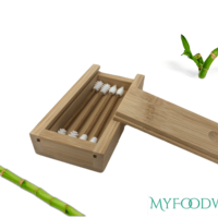 Bamboe herbruikbare wattenstaafjes (4 stuks) inclusief bamboe doosje