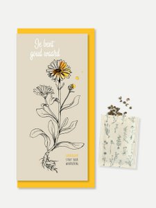 Wenskaart met zaden 'Je bent goud waard'