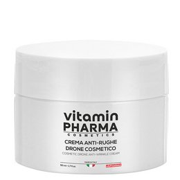 Anti-wrinkle cream in a white jar with the Vitamin Pharma logo. The cream has a smooth, creamy texture.