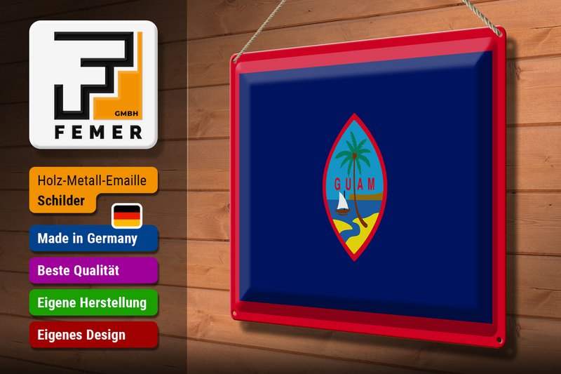 Tin Sign Flag of Guam 40x30cm Flag of Guam