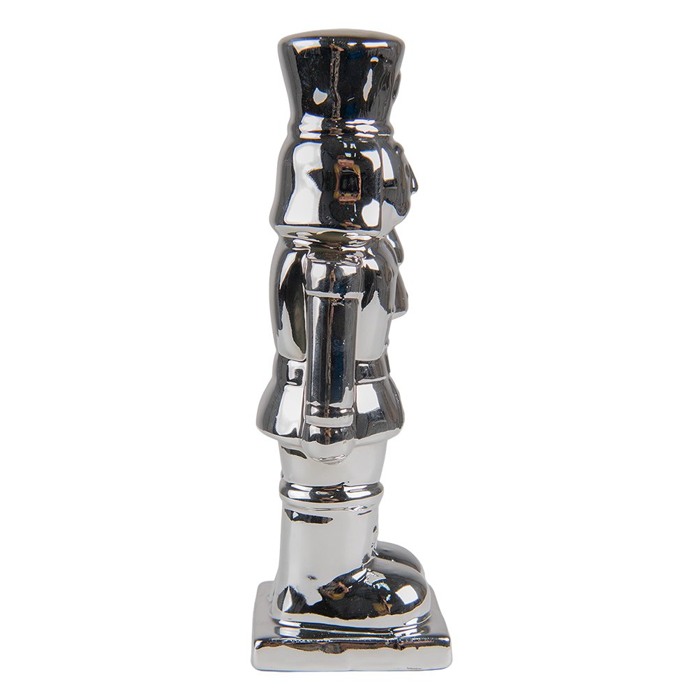 Beeld Notenkraker 19 cm Zilverkleurig Porselein Kerstdecoratie
