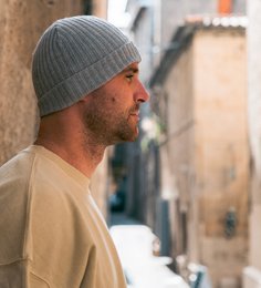 Gray wool and acrylic beanie