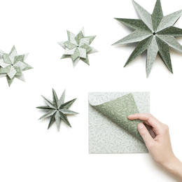 Juleorigamipapir - grangrene grøn og mint - 25 ark dobbeltsidet genbrugspapir