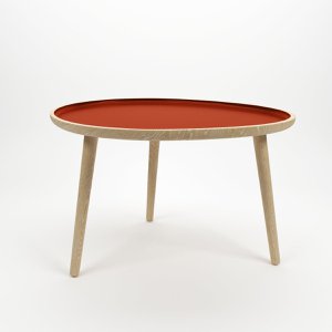 Marsala coffee table, in wood and ocher ceramic paint