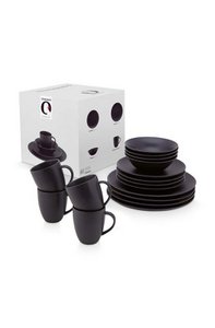 Set/16 Dinnerware Raw Matt Black