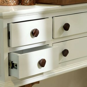 Rimmed Dark Brown Mango Wood Knobs Set of 6