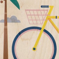 Miami miabike wooden postcard