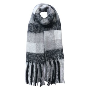 Winter scarf ladies 50x180 cm black gray synthetic window Wintershawl
