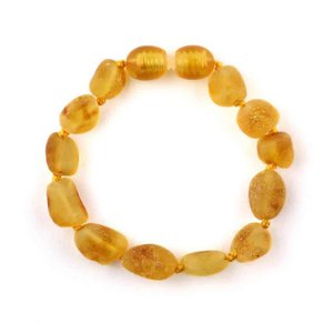 Baby/Child - Barnstone Bracelet - Oval Rough Beads - Honey - 14cm