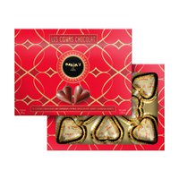 Kartonnen doos van 8 praline melkchocolade hartjes