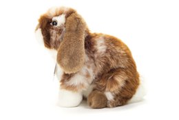 Rabbit sitting dark brown white spotted 20 cm - plush toy - stuffed animal