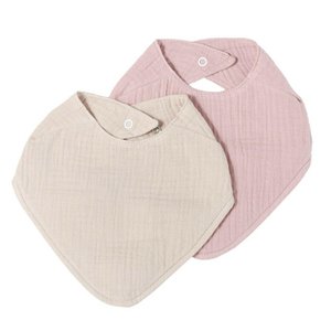 Musselin-Lätzchen-Set Altrosa & Beige