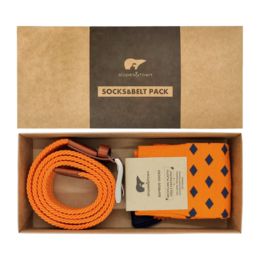 Orange braided belt with silver-tone buckle, suitable for sizes EU 42-46 or UK 8-12.