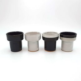 Cup-Kerzenhalter-Topf Tall 2tone weiß mit schwarzem Rand 200-043