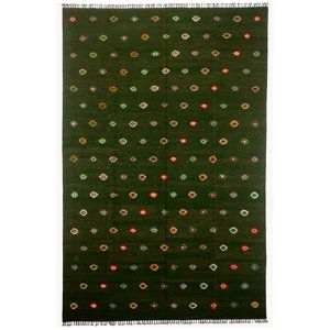 Soumak Turtle groen Kelim vloerkleed