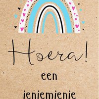 Minikaartje 'Hoera een ieniemienie mensje'