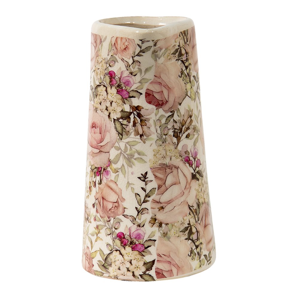 Decoratie Kan 2100 ml Roze Keramiek Bloemen Waterkan