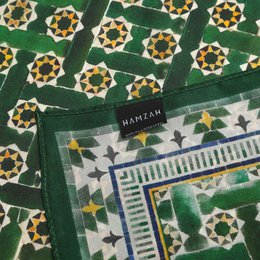 Green Square Scarf Silk