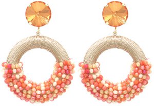 B-E11.1 E827-006-2 Earrings Faceted Glass Beads 5.5x4cm Orange