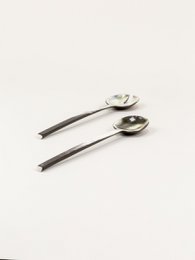 Baguette marbled black horn small salad server