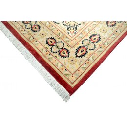 Alfombra suave blanca colonial doble anudada a mano de Kashan