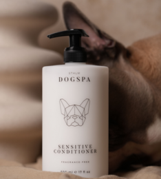 Sensitive dog conditioner for gentle hair care. Contains natural ingredients to nourish and moisturize dog's coat.