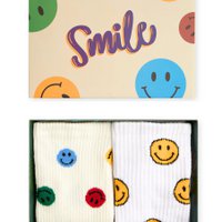 Organic socks gift set Smile, 2-pack - 2 pairs of colorful socks with smileys