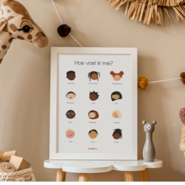 This colorful poster features various emotions represented by different animal icons, making it a perfect addition to a child's room. The simple yet expressive design makes it easy for kids to learn and identify different feelings.