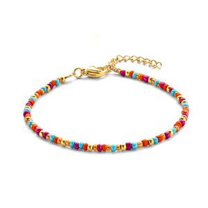 CO88 Collection Anklet with Miyuki Beads - Multi Colors - 22+3cm - Gold colored - 8CA-00013
