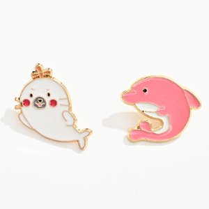 Set of 2 Seal and Dolphin pins 