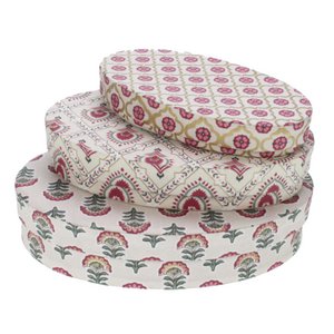 Geschenkboxen oval rosa/weiß Set/3