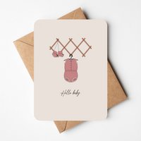 Birth greeting card | pink romper suit