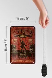 Blechschild Retro 12x18cm Rock n Roll Concert live 9th july Dekoration
