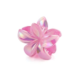  A pink and white flower-shaped hair clip with a soft, delicate appearance.