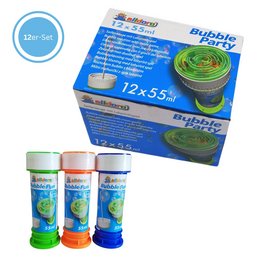 Bubble Fun soap bubble set, 12 cans of 55 ml each, for educational and entertaining use.