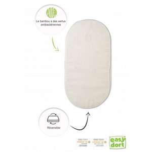 OVAL Bambus Stubenwagenmatratze mit abgerundeten Ecken 32x72 cm