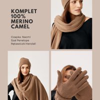 3-piece set (hat + scarf + gloves) 100% merino wool CAMEL