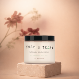  Pure Glow Gentle Scrub - a vegan face scrub with smooth microspheres, valuable oils, and extracts to smooth, brighten, and clean the skin.