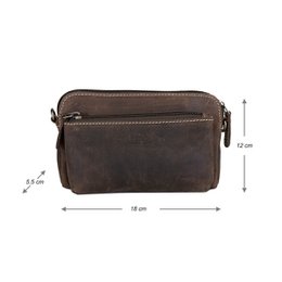 Schultertasche - Gürteltasche - Clutch aus schwarzem Büffelleder - 3 Farben Leder