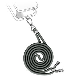 Dark grey spiral telephone cord with metal connector