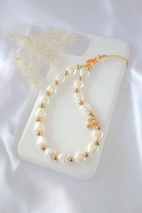 18K Custom Initial | Heart Pearls Beaded Lanyard