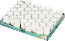 Clear, transparent cups in a tray of 40. Suitable for candles or other small items.