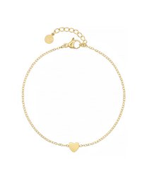 A delicate gold-toned bracelet featuring a small heart charm, available in gold, silver, and rose gold finishes. This minimalist charm bracelet is perfect for everyday wear.