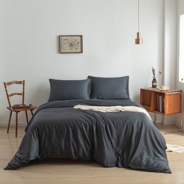  Dark blue bamboo bedding set with 400TC Tanboocel fabric in space blue color. Available in multiple sizes from M to XXL.