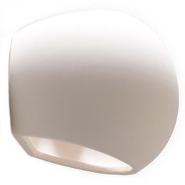 Ceramic wall lamp with a round, globe-shaped design in a neutral white color.
