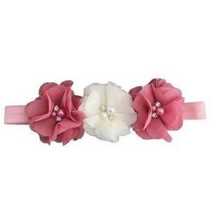 Rosa Stirnband mit altrosa und cremefarbenen Rosen