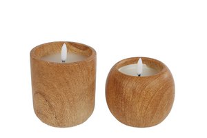 Mood lighting Annet natural cream a2 LED earthenware candle (fat) 2x AAA exl. Battery 95x95x95cm