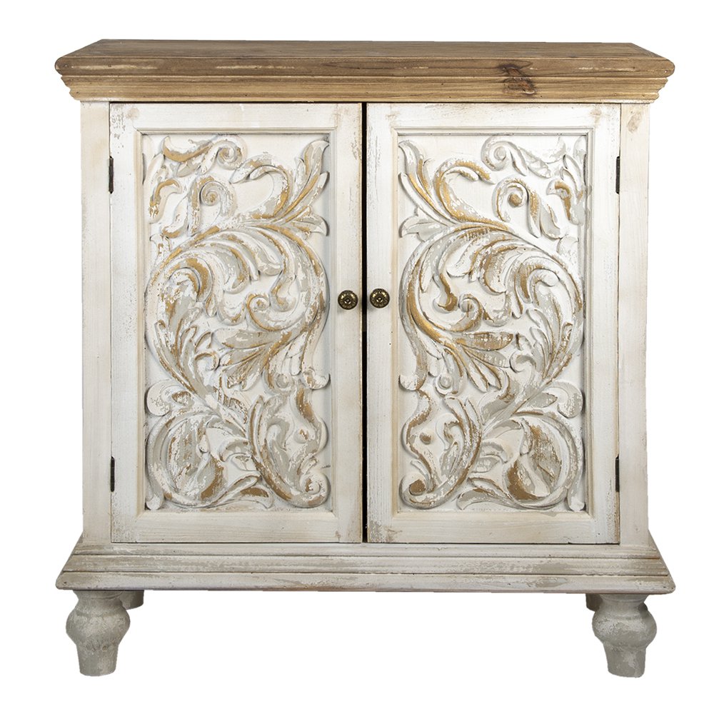 Dressoir Wit Bruin, Hout 91x38x100 cm