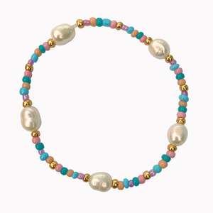 Bracelet with pastel beads and pearls
