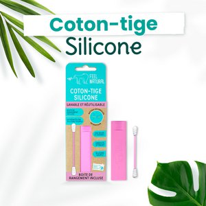 Washable and reusable silicone cotton swab. And practical and hygienic storage box - Rose